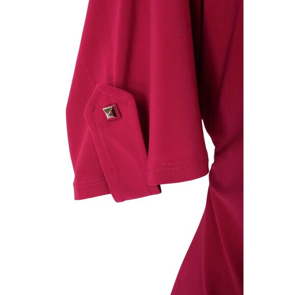 Dressbarn Pink Fuchsia Tab Sleeve Faux-Wrap Dress‎ Size 16 Office Career Stretch - Picture 4 of 10